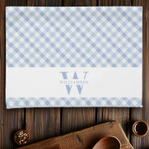 Moderne Rustikale Monogram Blue Gingham Kariert