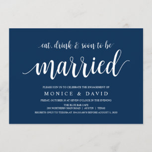 Moderne rustikale, navy Blue-Schrift, Engagement P Einladung