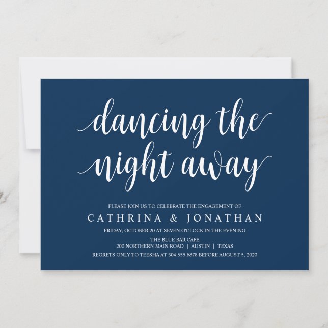 Moderne rustikale, navy Blue-Schrift, Engagement P Einladung (Vorderseite)