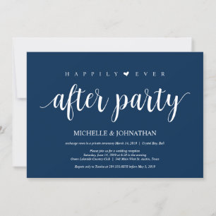 Moderne rustikale, navy Blue-Schrift, Hochzeitsfei Einladung