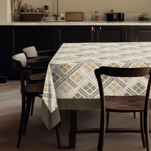 Moderne rustikale, neutrale geometrische Motive Tischdecke (Modern Rustic Tablecloth Neutral Geometric Motifs)