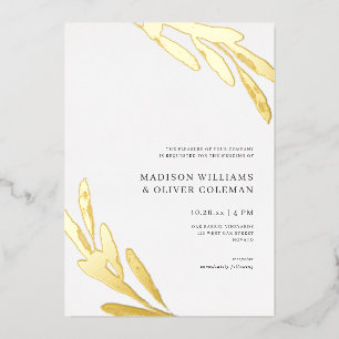Moderne Rustikale Olive Branch Hochzeit REAL Folieneinladung