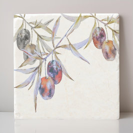 Moderne Rustikale Olive Branche Steinuntersetzer