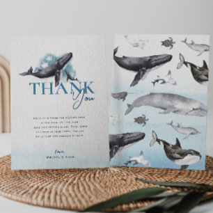 Moderne rustikale Ozean-Flach-Vertikale Babyparty Dankeskarte