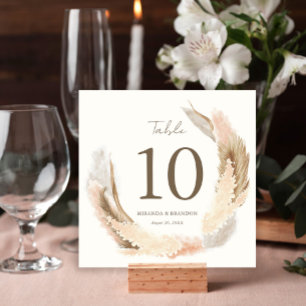 Moderne Rustikale Pampasgras-Hochzeitstisch-Nummer Einladung