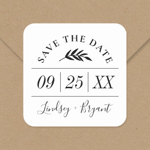 Moderne rustikale Personalisiert Save the Date Quadratischer Aufkleber