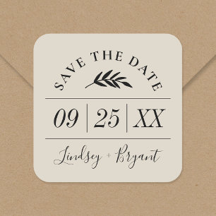 Moderne rustikale Personalisiert Save the Date Quadratischer Aufkleber
