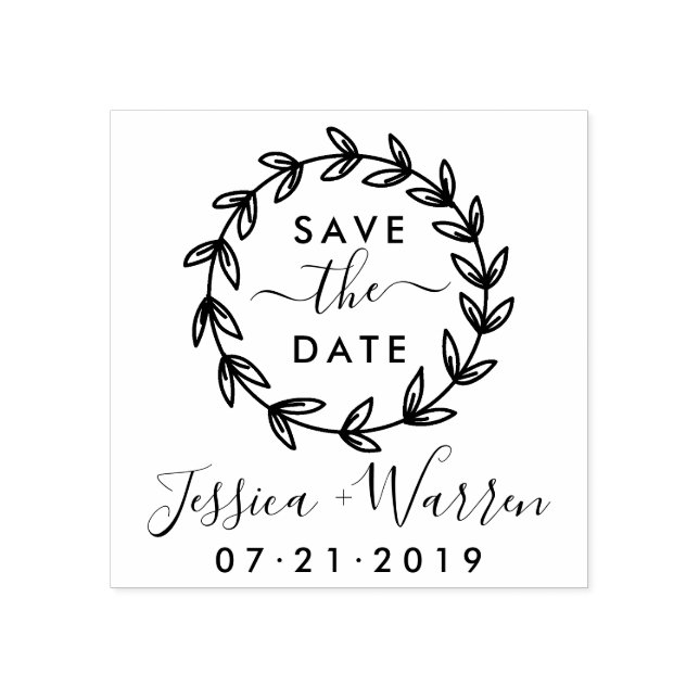 Moderne rustikale Save the Date Hochzeitsankündigu Gummistempel (Prägung)