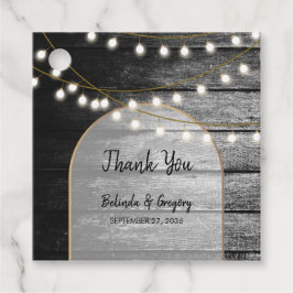 Moderne Rustikale Schwarz-Holz Gold Lights Arch We Geschenkanhänger