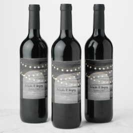 Moderne Rustikale Schwarz-Holz Gold Lights Arch We Weinetikett