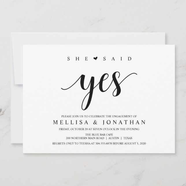 Moderne rustikale, schwarze Schrift, Engagement Pa Einladung (Vorderseite)