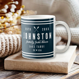 Moderne rustikale Seebungalow Navy Weiß Kaffeetasse