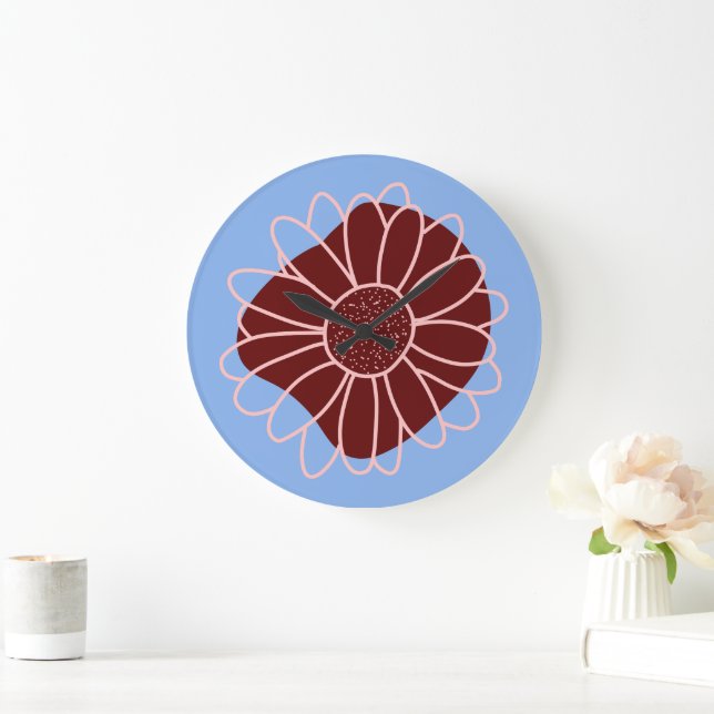 Moderne rustikale Sonnenblume Große Wanduhr (Zuhause)