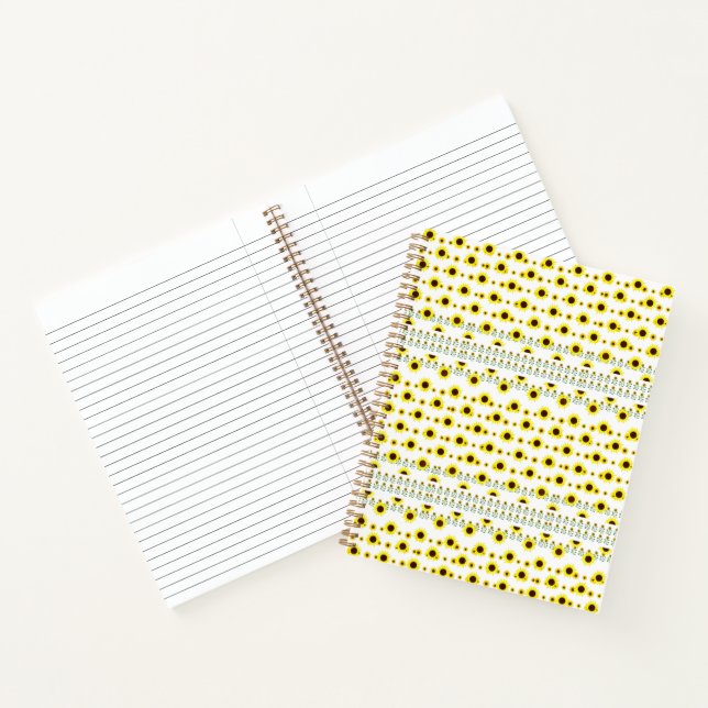 Moderne rustikale Sonnenblumenmuster Notizbuch (Innenseite)