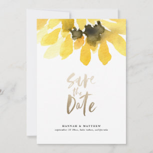 Moderne rustikale Sonnenblumenschrift Save The Date