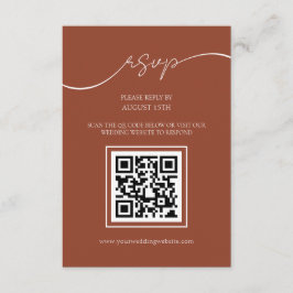 Moderne Rustikale Terracotta QR Code Wedding RSVP  Begleitkarte