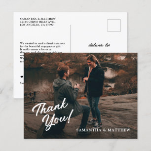 Moderne rustikale Verlobungsfeier Danke Postkarte