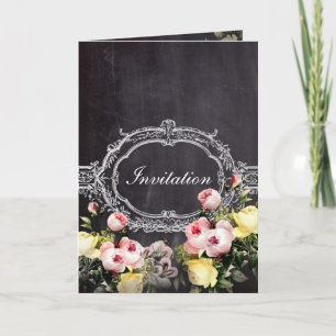 Moderne rustikale Vintage Blume Hochzeitsfeier Einladung