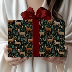Moderne Rustikale Wälder Hirsch & Pine Tree Weihna Geschenkpapier