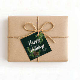 Moderne Rustikale Wasserfarbe Pinecone Happy Holid Geschenkanhänger