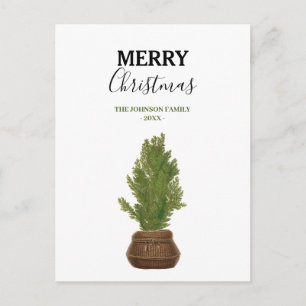 Moderne Rustikale Wasserfarbe Weihnachtsbaum Feier Feiertagspostkarte