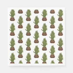 Moderne Rustikale Wasserfarbe Weihnachtsbaum Feier Serviette