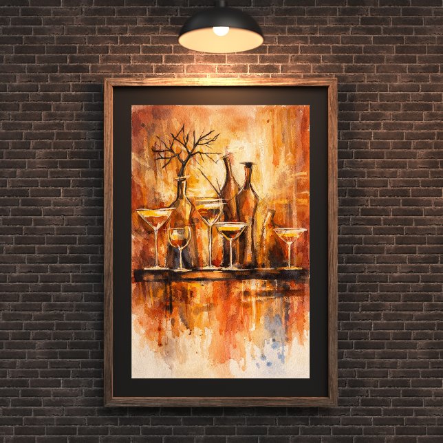 Moderne Rustikale Wasserfarben-Bar-Kunstwanddekora Poster (Von Creator hochgeladen)