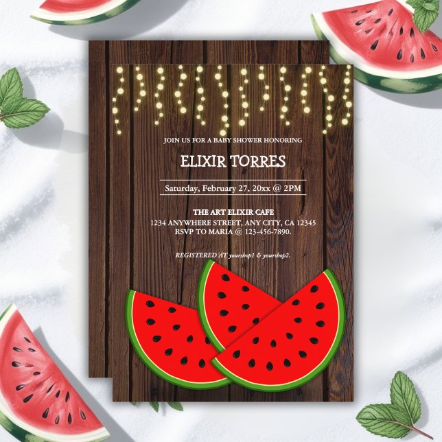 Moderne Rustikale Wassermelone Kinderdusche Einladung (Von Creator hochgeladen)