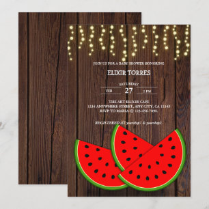 Moderne Rustikale Wassermelone Kinderdusche Einladung