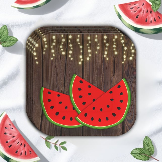 Moderne Rustikale Wassermelone Kinderdusche Pappteller (Von Creator hochgeladen)