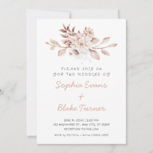 Moderne Rustikale Weiche Florale Weiße Hochzeit Einladung