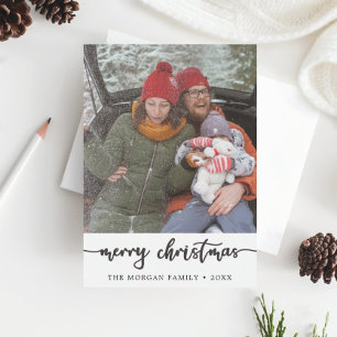 Moderne Rustikale Weihnachtsfotokarte Dankeskarte