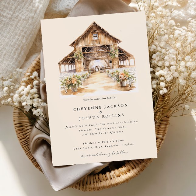Moderne Rustikale Western Hochzeitseinladung Einladung (Modern Western Barn Wedding Invitation)