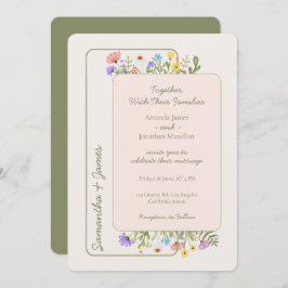 Moderne Rustikale Wildblume Hochzeit Einladung