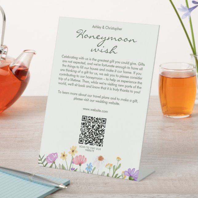 Moderne Rustikale Wildblume Hochzeit Sockelschild (In Situ)