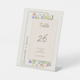 Moderne rustikale Wildblume Hochzeit Tischnummer Sockelschild