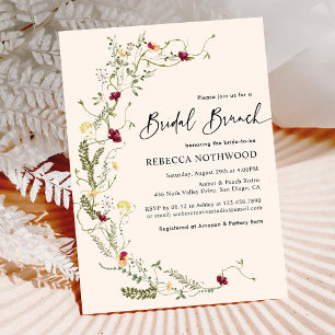 Moderne rustikale Wildblumen Wreath Bridal Brunch Einladung