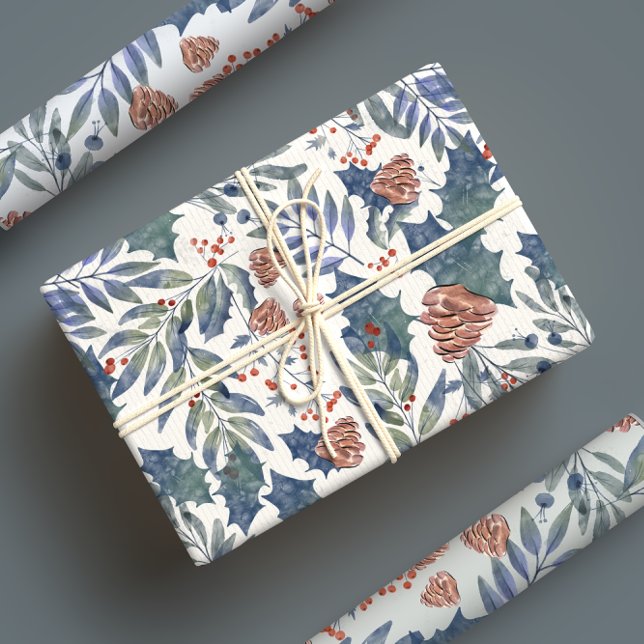 Moderne rustikale Winterwälder Botanische Pinienwä Geschenkpapier Set (Von Creator hochgeladen)