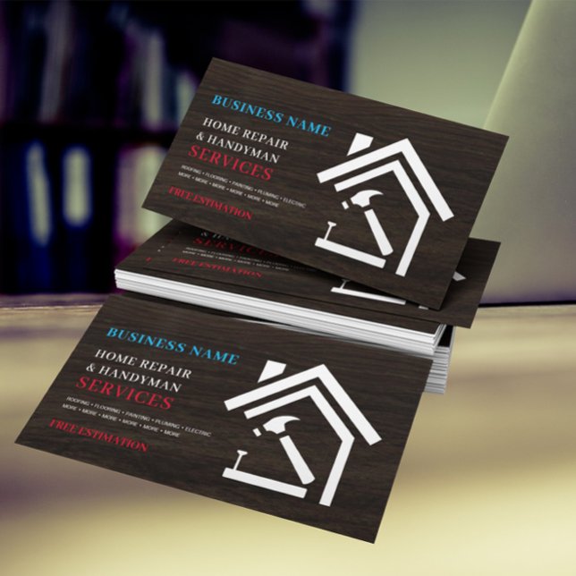Moderne rustikale Zuhause-Reparatur Handyman Visitenkarte (Von Creator hochgeladen)