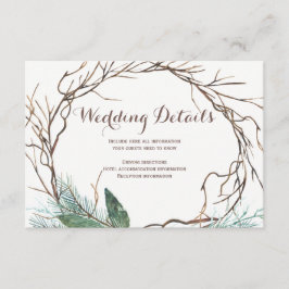 Moderne rustikale Zweigstelle Hochzeitsgast Detail Begleitkarte