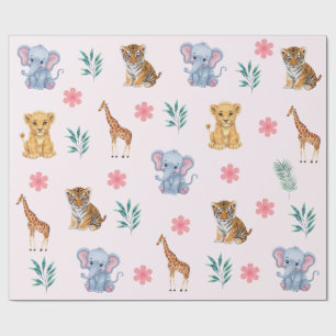 Moderne Safari Jungle Tiere Elefant Tiger Lion Geschenkpapier