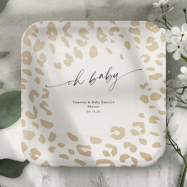 Moderne Safari-Tiere drucken Geschlecht neutrale D Pappteller (Modern Safari Animal Print, Gender Neutral Baby Sower Paper Plates.)