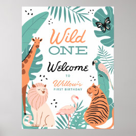 Moderne Safari Tiere Wild One Welcome Poster