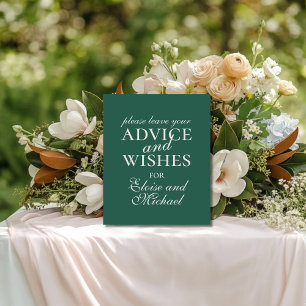 Moderne Sage Green Advice und Wünsche Hochzeit Sockelschild