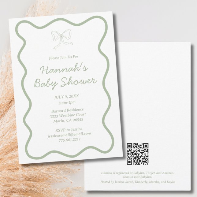 Moderne Sage Green Baby Dusche Einladung (Modern Sage Green Baby Shower Invitation)