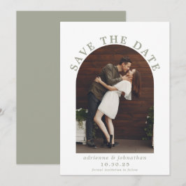 Moderne Sage Green Boho Arch Foto Hochzeit Save The Date