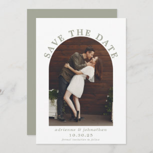 Moderne Sage Green Boho Arch Foto Hochzeit Save The Date