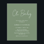 Moderne Sage Green Budget Kinderdusche Einladung<br><div class="desc">Moderne Salbei Green / Oliven Green Budget Baby Dusche Einladung mit einem einfachen Design mit "Oh Baby" in einem rustikalen Stil Skript Typografie. Diese elegante,  geschlechtsneutrale Einladung mit minimalistischem Layout ist toll,  egal ob Sie einen Jungen oder ein Mädchen haben.</div>
