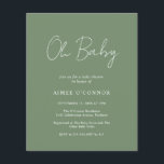 Moderne Sage Green Budget Kinderdusche Einladung<br><div class="desc">Moderne Salbei Green / Oliven Green Budget Baby Dusche Einladung mit einem einfachen Design mit "Oh Baby" in einem rustikalen Stil Skript Typografie. Diese elegante,  geschlechtsneutrale Einladung mit minimalistischem Layout ist toll,  egal ob Sie einen Jungen oder ein Mädchen haben.</div>