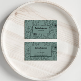 Moderne "Sage Green Business Card" mit floraler Li Visitenkarte